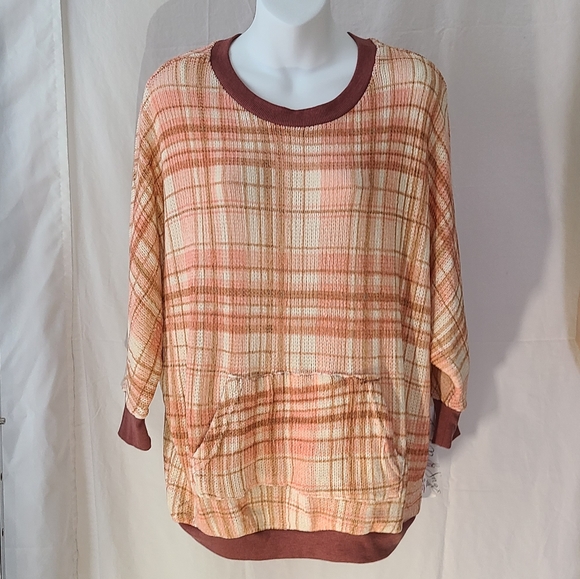 💥4/$20 TAYLOR & SAGE Soft Plaid Oversized Sweater NWT - Picture 6 of 14